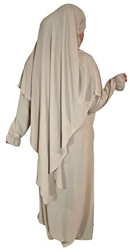 Yaqeen Abaya + Khimar Diamant-Dreieckschliff-Set, langer Hijab Muslimah Schal, Jilbab muslimisches Maxikleid, Gebetskleid