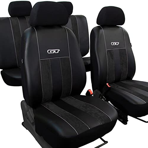 moto-MOLTICO Autositzbezüge 2+3 - Universal Auto Sitzauflagen Set - Dreilagig Auto Sitzbezüge mit Reißverschluss - Dauerhafter Sitzbezug Auto Vordersitze und Rücksitze - Schwarz