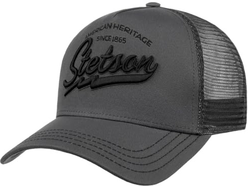 Stetson Since 1865 Trucker Keps Herrar - snapback cap basebollkeps Snapback, med skärm, skärm Sommar-Vinter Vår Sommar Höst Vinter - One Size Small grå