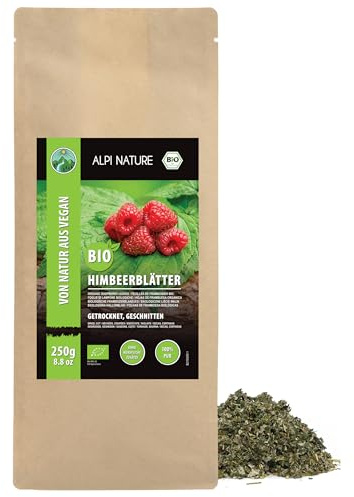 Alpi Nature Feuilles de Framboisier Thé BIO 250g, Feuilles de Framboisier Séchées et Coupées