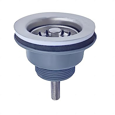 Qrity Bonde D'évier Sans Trop Plein Panier Inox ø 84 mm 1½, Acier Inoxydable + ABS, Bonde + Panier, Convient pour Évier en Granit, Évier en Marbre, Vis Longueur 70MM Pour Lavabos en céramique
