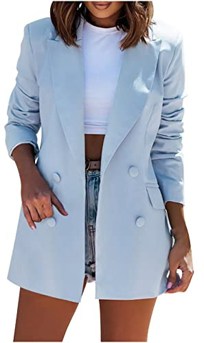 Blazers Jacket for Women UK Clearance Ladies Solid Lapel Blazer Suit Long Sleeve Elegant Coat Pockets Cardigan Tops Plus Size Casual Work Wear Business Office Formal Outwear Suits