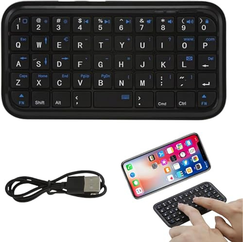 Mini teclado Bluetooth inalámbrico, recargable, USB-C, ultra delgado, silencioso, ergonómico, pequeño, compacto, portátil para viajes, viajes de negocios, juegos, para PC, laptop, smartphone, iPad