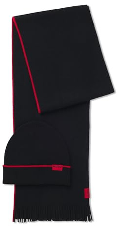 HUGO Herren Zaschel Set Set aus Mütze und Schal mit Logo-Label