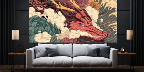 Diamond Painting Chinesischer Drache Diamond Painting Erwachsene, Groß xxl 100 X 50cm, 5D Diamant Painting Bilder Kinder, DIY Malen Nach Zahlen Erwachsene, Crystal Arts Craft, Wand Deko Aesthetic,C679