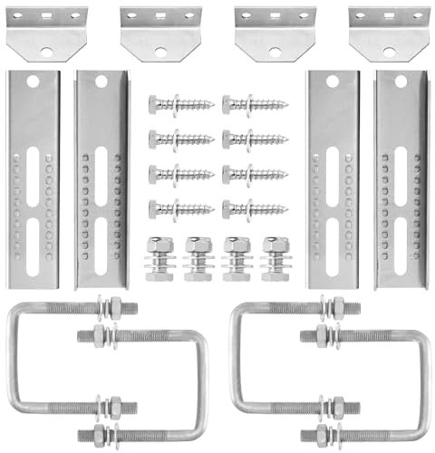 Racewill 4 Pack Boat Trailer Bunk Brackets: 10 Galvanized Swivel Top Style Boat Bunk Bracket Kit with Hardware, for 1.5 x 3, 2 x 3, 3 x 3 Boat Trailer Crossmember