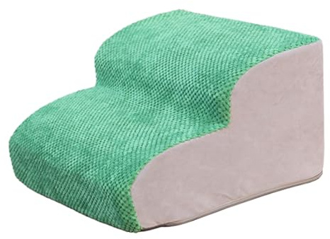 AWHAO Hundetreppe mit 2 Stufen, rutschfest, atmungsaktiv, waschbar, weiche Kletterleiter für Haustiere, Rampe für Zuhause, Sofa, Grün