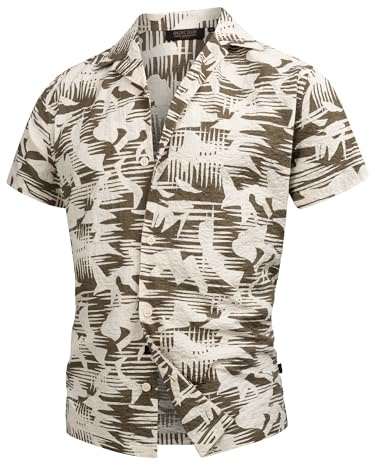 Indicode Hombres INDarcy Shirt | Camisa de Manga Corta con Cuello Kent de algodón Army XL