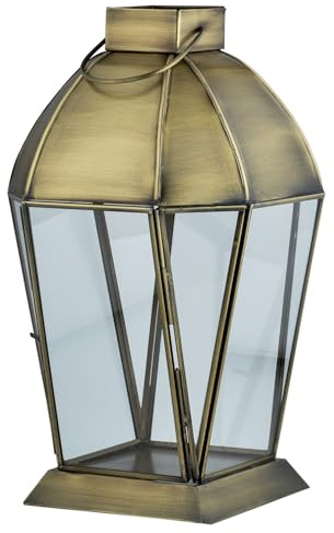 Marrakesch Vintage dekoration lykta 33 cm stor antik av metall och glas | värmeljushållare som bordsdekoration, vardagsrumsdekoration | ljusstake, vindljus, Merud som balkong, terrass och trädgård,