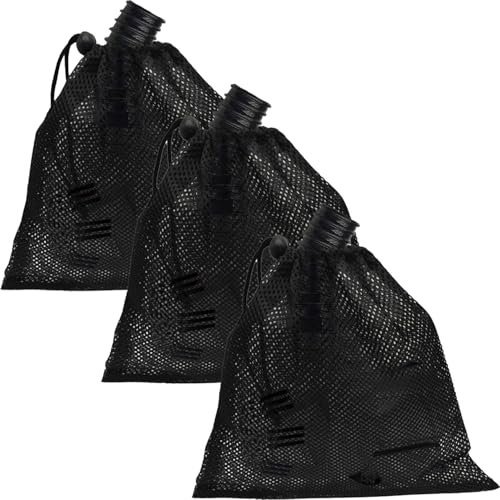 CHENGLAI 3 Pcs 19.6x 23.6 Pump Barrier Bag, Pond Pump Filter Bag with Drawstring, Large Pond Filter Media Bags Black Pump Mesh Bag for Outdoor Water Pond Biological Filters