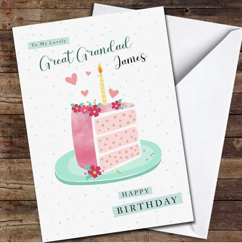 Great Grandad Slice Of Cake Any Text Personalised Birthday Card - Personalised Birthday Card For Him, Card For Her, Custom Birthday Card, Special Birthday Card, For Adult