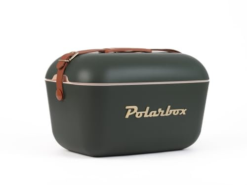Kreher® Kühlbox Passive Kühlbox Kühltaschen Polar in Retro Vintage Design aus Kunststoff mit polystyrol (Airpop) thermische Isolierung (Waldgrün, 20 L)