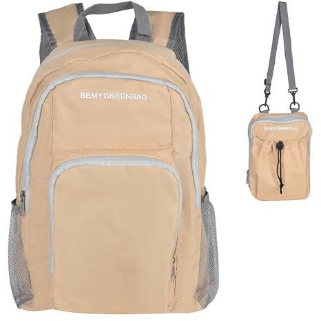 BEMYGREENBAG 35 l faltbarer, wasserdichter Rucksack für Outdoor-Sport, Reisen, im Fach für nasse Kleidung, verstaubar für mehrere, 3brown, Modern