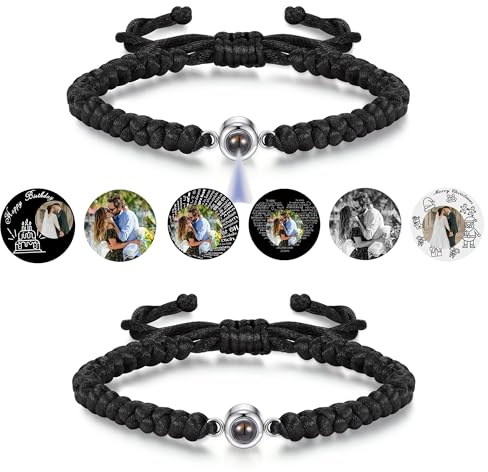 Jovivi Personalisiertes Armband mit Foto Partner Armbänder Bild Projektion Armband Fotoarmband Freundschaftsarmbänder Personalisierte Geschenk für Freundin Paare Männer Frauen