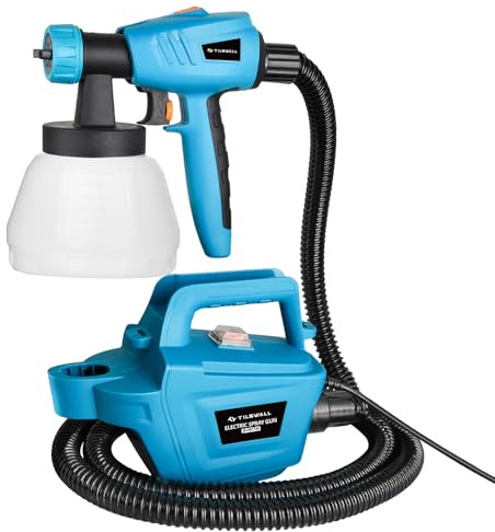 Tilswall Pistola a Spruzzo per Verniciare,800W HVLP Spruzzatori di Vernice,1200ml/min,Contenitore 1300ml,3 Modalità e 3 Ugelli,Elettrica Pistola a Spruzzo,Facile da Usare e da Pulire
