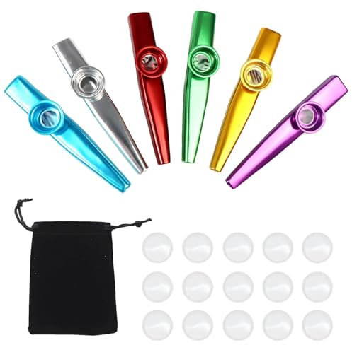ZYEKIU Juego de 25 piezas Kazoo Metal Musical con 16 Membranas Kazoo De Aleación Instrumento Kazoos Mini Kazoos Portátil Metálico para Niños Amantes Música Principiantes Fiesta Favors Regalos