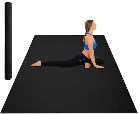Tappetini YOGA - Tappeto Per Esercizi Grande XXL 180 x 200 Cm Antiscivolo Resistente Tappetino Allenamento Casa Palestra Materassino Fitness Pilates Yoga In Pvc Arrotolabile Facile Trasporto - Nero