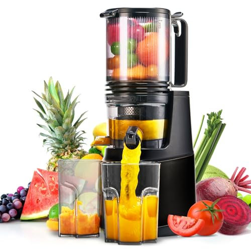 Extractor de jugo de frutas y verduras, apertura de 13,5 cm, capacidad de 2 L, máquina de jugo de fruta, slow jucier fácil de instalar, negro