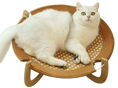 Katzenbett aus Rattan – natürliches Rattan atmungsaktiv | Kühlmatte für Katzen | Höhle für Haustiere | Höhle für natürliche Rassen | Kratzfestes Nest, Katzensofa aus Holz, Hängematte