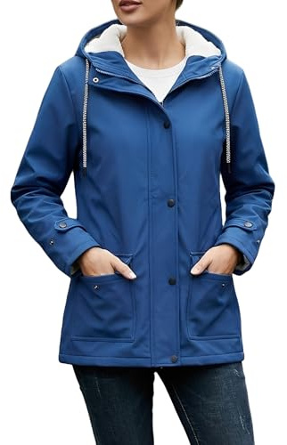 chiguomaoyi Femmes en plein air imperméable vestes Softshell veste à capuchon Windbreak imperméable pour l'automne hiver