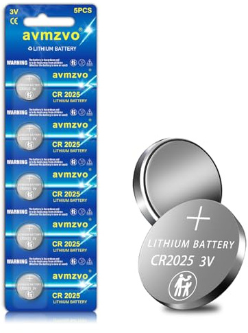 avmzvo CR2025 Lithium-Knopfzellenbatterie, 5 Stück, 3V,CR 2025 Batterien | langanhaltende Leistung,für Autoschlüssel, Waagen, elektronische Kleingeräte【5 Jahre LagerGarantie】