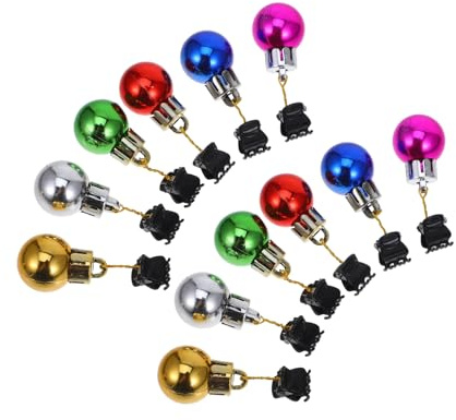 TOPPERFUN 12piezas Clip Para Barba Forma De Bola Navideña Adorno Brillante Para Vello Facial Pinzas Coloridas Para Barba Decoración Navideña Para Hombres Adornos Para Vello Facial