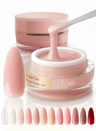 No File Aufbaugel für Gelnägel VINTAGE NUDE 15ml für Profis & Anfänger als UV Gel SELBSTGLÄTTEND OHNE FEILEN · für UV & LED geeignet · pinchbar, mittelviskos · Lynis-Nailshop.de