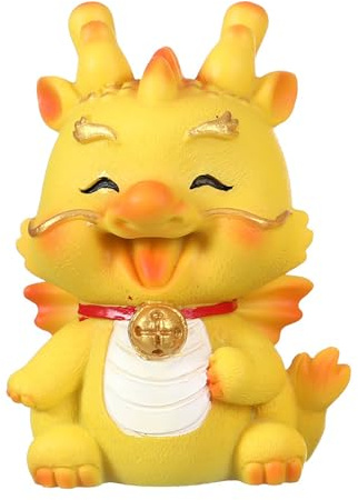 Fictory Lucky Fortune Dragon Bobblehead, Cute Nodding Figure with Bell Base, Chinese New Year Car Dashboard Ornament and Home Desk Decor