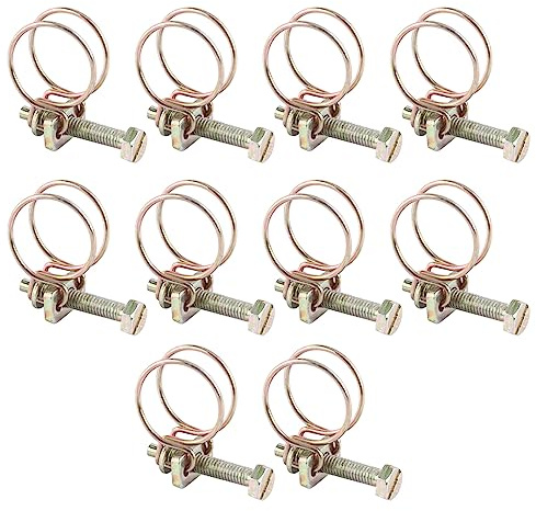 10PCS Double Wire Hose Clamp, Iron Pipe Clamp Hoop Plumbing Fastener Pipe Clip with Bolt for Dust Collection, PVC Tubing (16mm（13-16）)