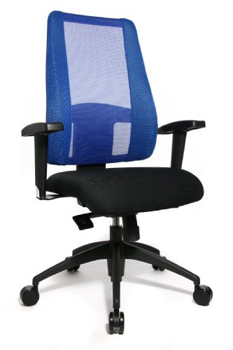 TOPSTAR LT20BTW506 Bürostuhl Lady Sitness Deluxe inklusiv höhenverstellbare Armlehnen (schw/schw.-blau) | Made in Germany | Ergonomisch | Drehstuhl, Schreibtischstuhl | höhenverstellbar | Geprüfte Sicherheit nach GS-Intertek