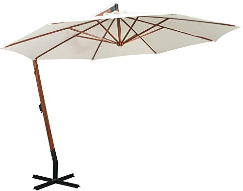 vidaXL Ampelschirm 350 cm Holzmast Weiß