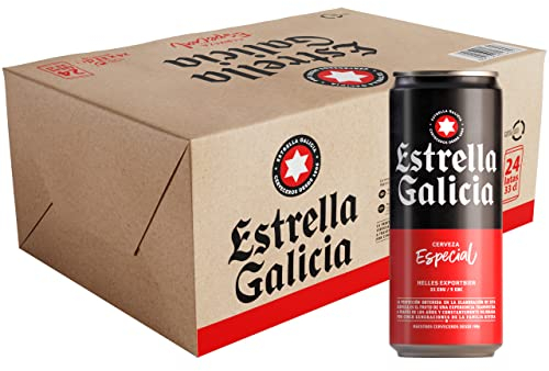 Estrella Galicia Especial - Cerveza Lager Especial, Pack de 24 Latas x 33 cl, Sabor Ligero y Amargo, Aroma a Lúpulo, 5,5% Volumen de Alcohol