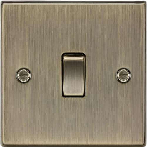 Knightsbridge CS12AB Antique Brass Square Edge 10A 1G Intermediate Switch, 230 V