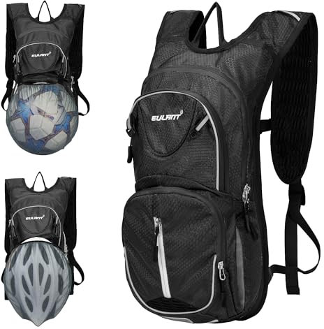 EULANT Fahrrad Rucksack Klein,Trinkrucksack 8l Con Wärmedämmschicht Wasserrucksack MTB Rucksack Reflektierend Skirucksack,Wasserdicht Sportrucksack für Joggen Trekking Laufen,Schwarz