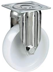 Polyamid Edelstahl Bockrolle ø 50mm Plattenbefestigung, rostfrei, Polyamidrad, Gleitlagerung, Edelstahl, VA, VA2, Inox