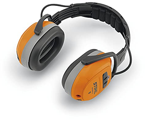Stihl 0000 884 0519 Protección auditiva dinámica con Bluetooth de policarbonato en color negro y naranja, sin visera