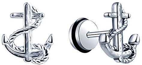Feilok Ohrstecker mit ANKERN Marine Edelstahl Damen & Herren Ohrringe - glänzende Ohrstecker Ohrschmuck in Silber zum Stecken auch für Kinder