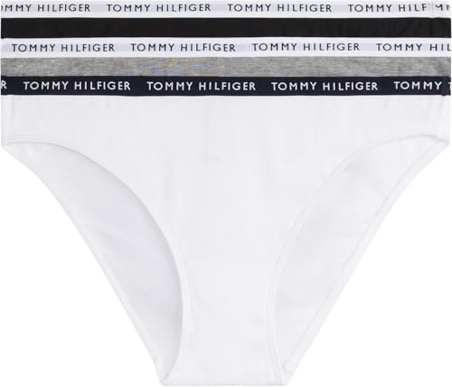 Tommy Hilfiger Pack de 3 Braguitas para Mujer Ropa Interior, Multicolor (Medium Grey Heather/White/Black), XS