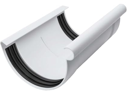 INEFA Rinnenverbinder halbrund, PVC NW100 / 100mm Weiß Dachrinnenverbinder, einfache Steckmontage, Made in Germany