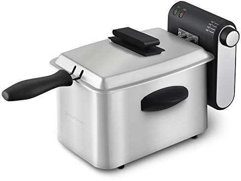 Grunkel - Freidora eléctrica 2L de Capacidad - FRYPRO2 - Temperatura Ajustable y Filtro antiolores. Termostato hasta 190º en acero inoxidable. Proteccion contra sobrecalentamiento (2L)