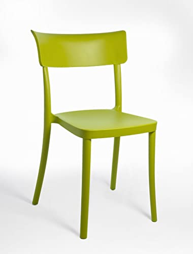 SARETINA - Bunte Design Polypropylen Stuhl für den Außenbereich, Esszimmer, Küche und Bar - Stapelbar - 9 Farben (18, Säuregrün)