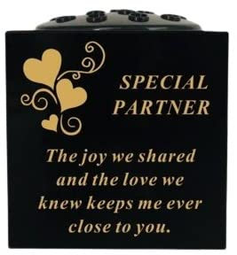 David Fischhoff Graveside Memorial Black & Gold Rose Bowl with Hearts - Special Partner