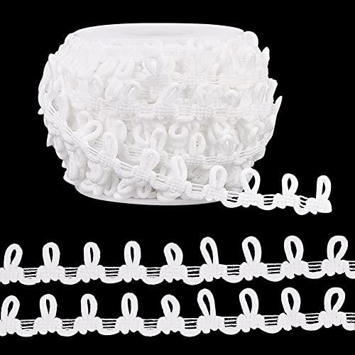 PandaHall 20 Yards Knopflochband Zopfborte Mit Knopfschlaufen 14 mm Korsettknopf Zopfschnur Weiß Elastische Knopfschlaufe Knopfloch Spitzenborte Für Kostümhandwerk Nähen Hochzeit Brautkleid Dekor