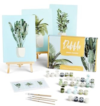 Dabble Kit Dipingi con i Numeri – Set di 3 Kit di Pittura con i Numeri su Tela per Adulti Principianti, Design Floreale