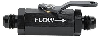 Male Shut Off Valve Fuel Fitting , Shut Off Valve , Fuel Check Valve CNC Y972 6AN Fit for AN6 Fuel Pipe , for Aluminum Alloy Car Refitting (Black)