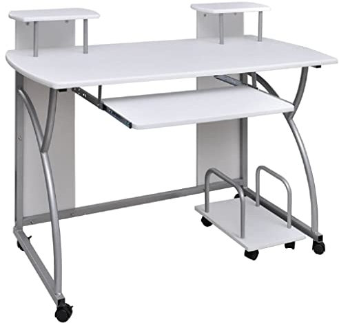 BaraSh Computertisch Weiß 110x52x88,5 cm Holzwerkstoff Schminken Tisch Vanity Desk Eckschreibtisch Kinder