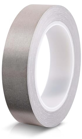 2,5cmx20m Tessuto Faraday Nastro Adesivo Conduttivo, Nastro Adesivo Biadesivo Tessuto Nastro ad Alta Schermatura per Schermatura EMI Riparazione Elettrica Scudo Interferenza Blocco Segnale RFI