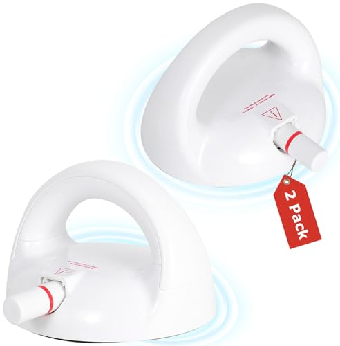 Maniglioni per doccia senza foratura - Set da 2 - Ventosa extra forte 190 kg - Linea di sicurezza rossa - Per anziani e disabili - Solo superficie liscia