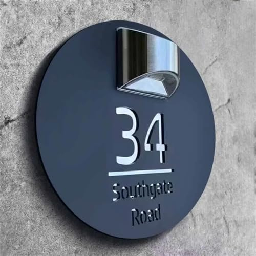Placa solar 3D moderna personalizada para puerta, letrero solar personalizado con números de casa iluminados para exterior, impermeable, números iluminados con LED, placa de dirección para el hogar,