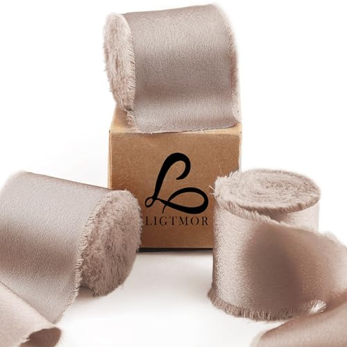 Ligtmor Geschenkband Satinband 3,8cm x 13,5m chiffonband Schleifenband Stoffband Hochzeit Seidenband - Champagner